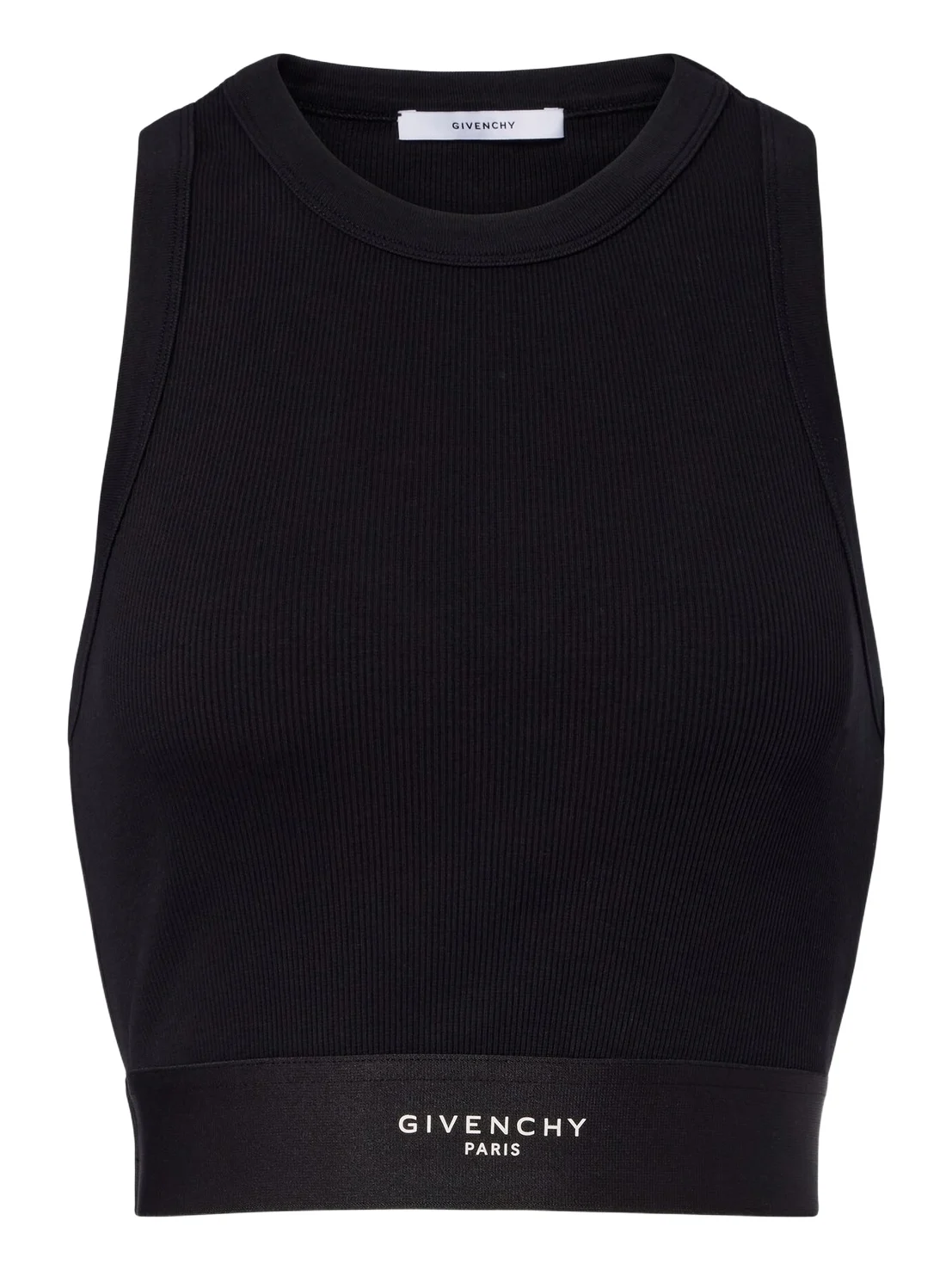 Logo ribbed-knit cropped cotton tank top Logo ribbed-knit cropped cotton tank top