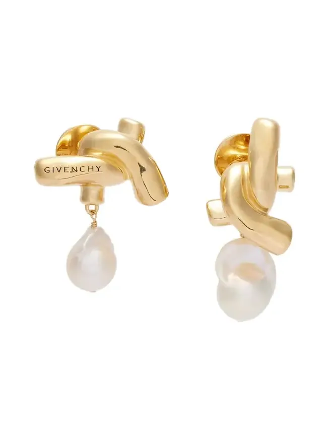 Chain Link pearl-embellished earrings