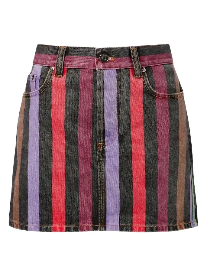 Striped denim miniskirt