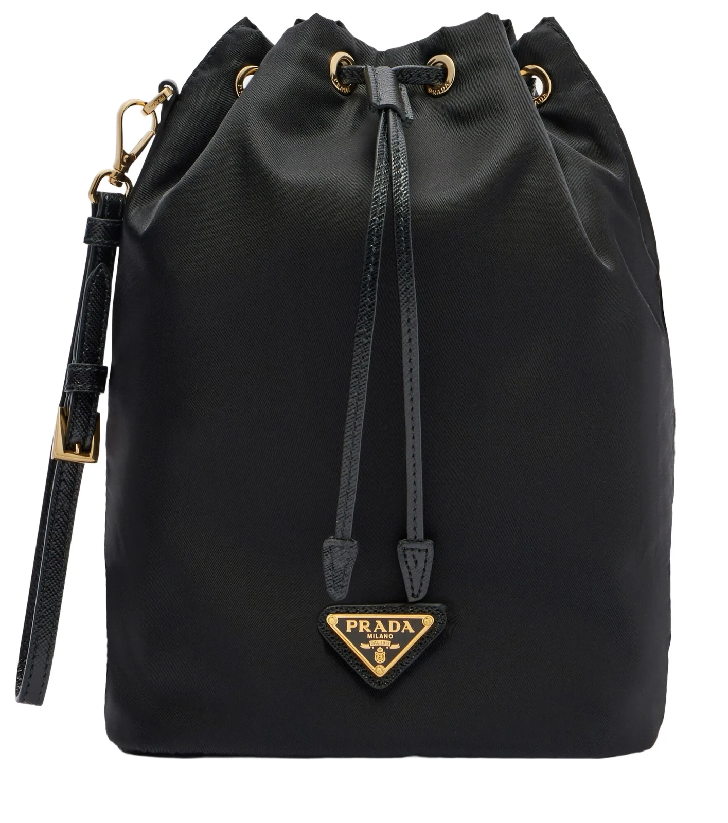 Prada Re-Nylon leather-trimmed bucket bag