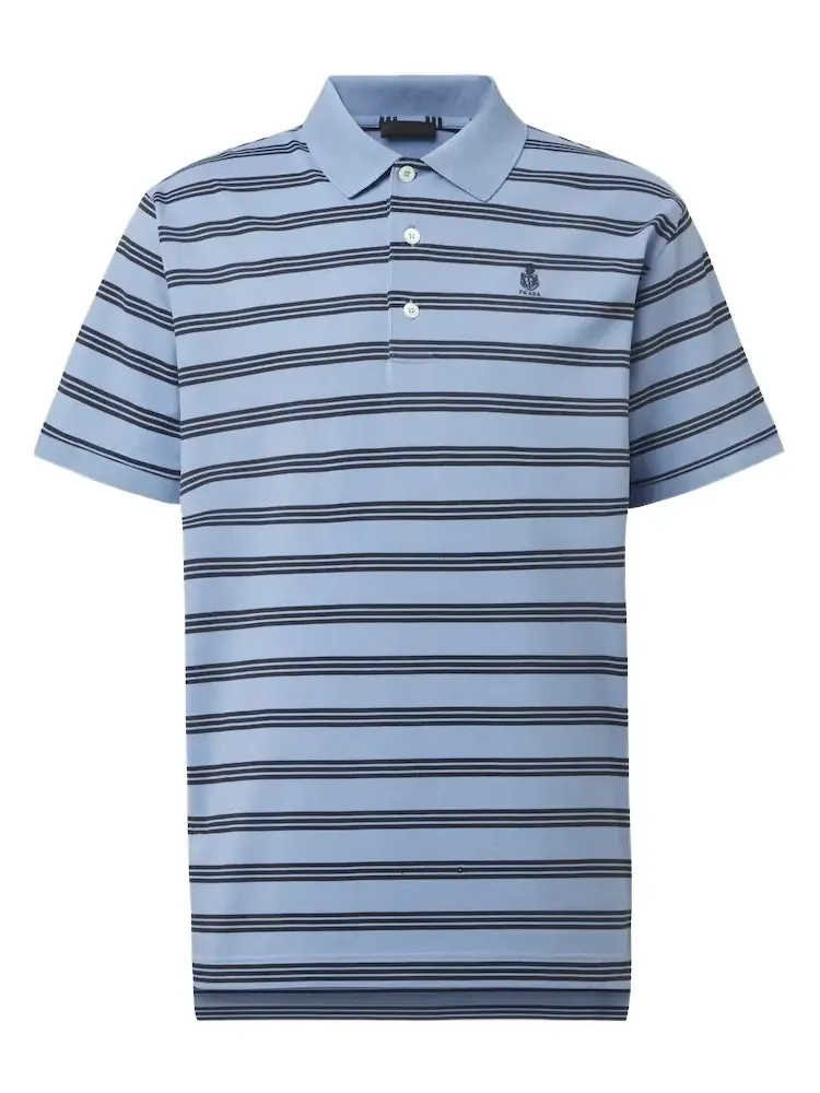 Striped cotton piqué polo shirt