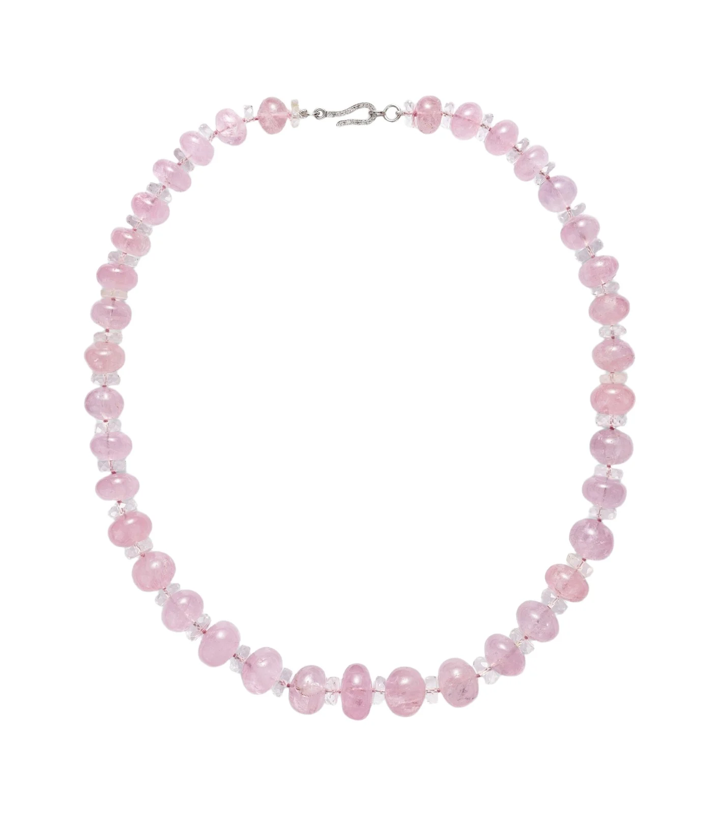 Ileana Makri 18kt white gold beaded necklace with gemstones