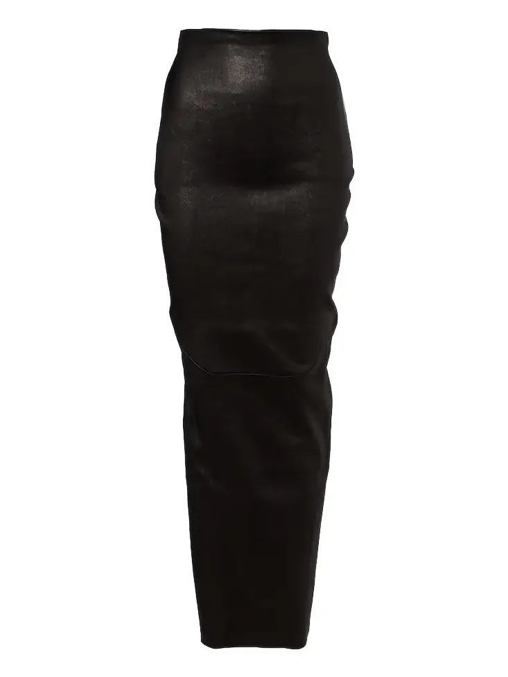 Dirt Pillar leather and cotton midi skirt