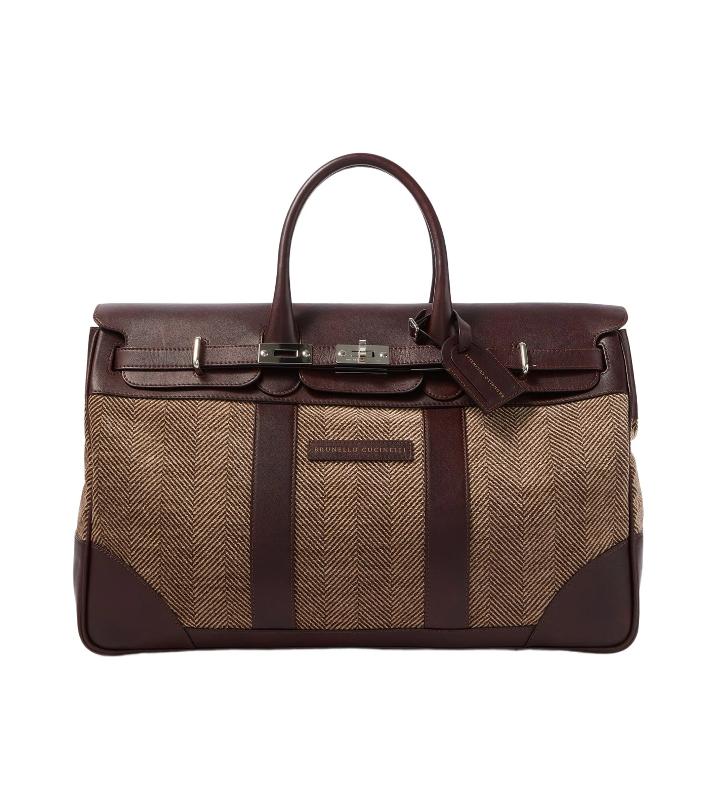 Herringbone leather-trimmed duffel bag Herringbone leather-trimmed duffel bag