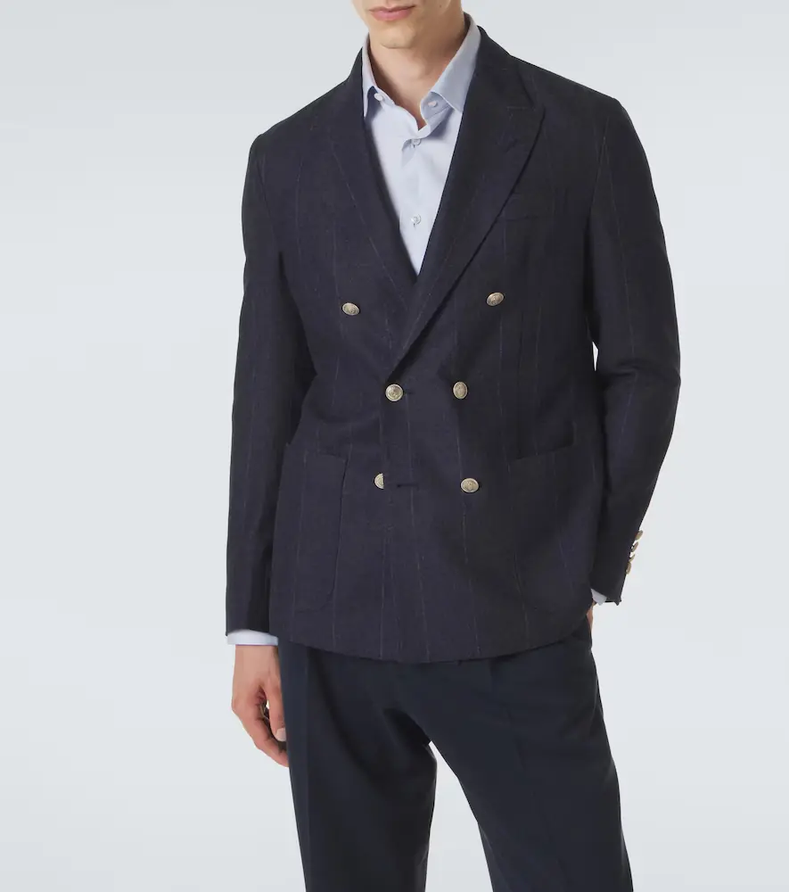 ELEVENTY Pinstriped wool, cotton, and cashmere blazer | Thumbnail 2 ELEVENTY Pinstriped wool, cotton, and cashmere blazer | Thumbnail 2