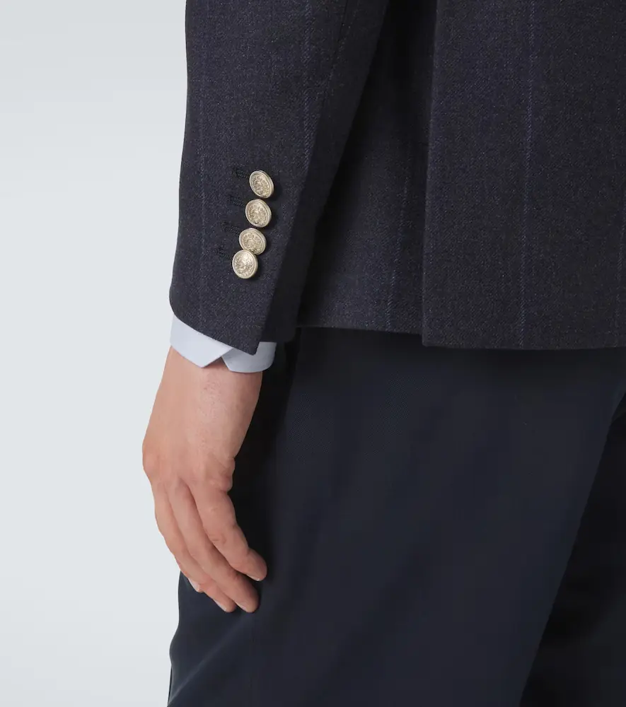 ELEVENTY Pinstriped wool, cotton, and cashmere blazer | Thumbnail 4 ELEVENTY Pinstriped wool, cotton, and cashmere blazer | Thumbnail 4