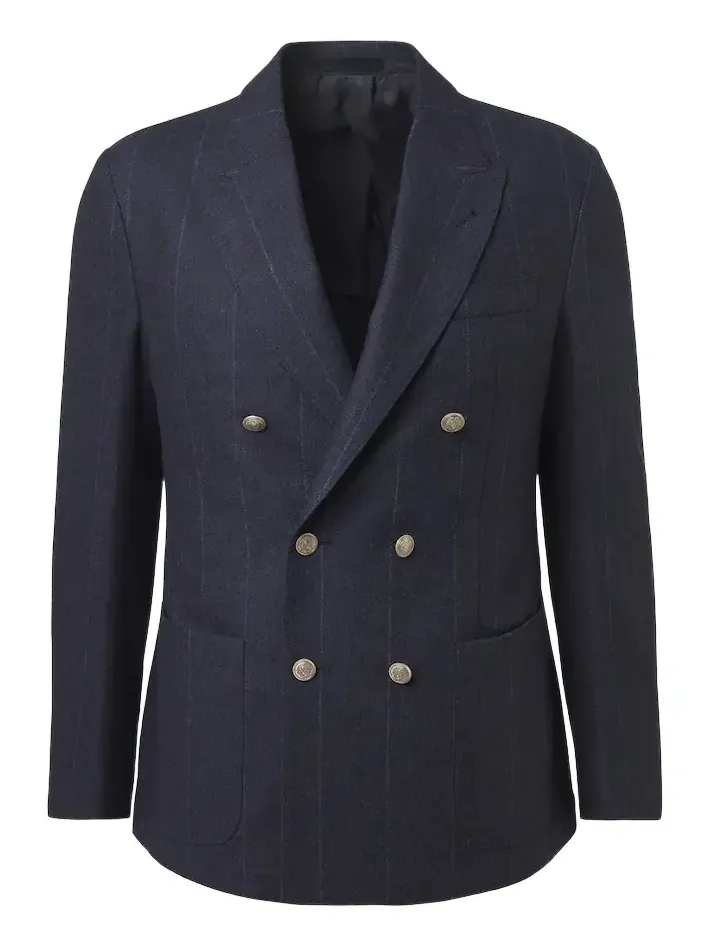 Pinstriped wool, cotton, and cashmere blazer Pinstriped wool, cotton, and cashmere blazer