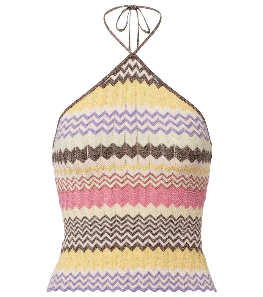 Faithfull Ria chevron halterneck lamé top | Image 1 Faithfull Ria chevron halterneck lamé top | Image 1