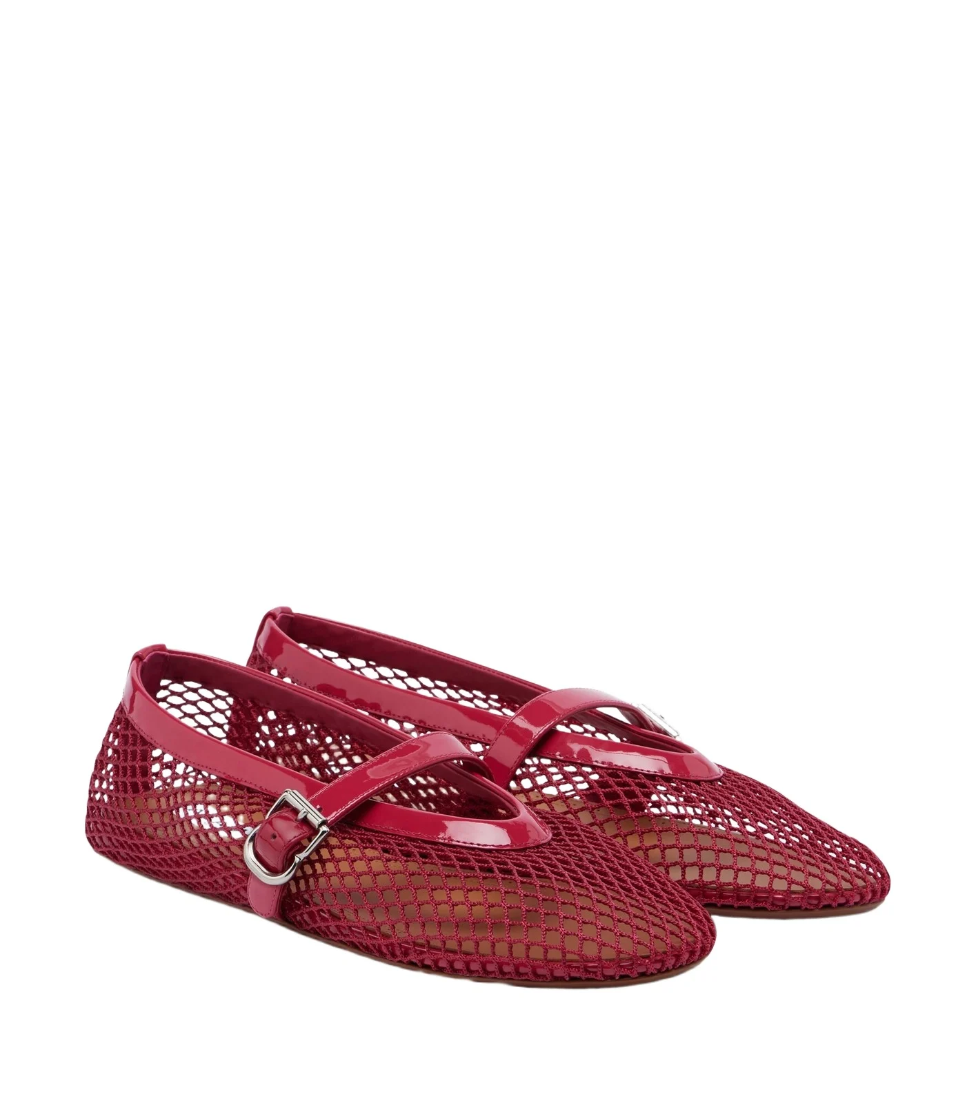 Alaïa Alaïa Leather-trimmed fishnet Mary Jane flats