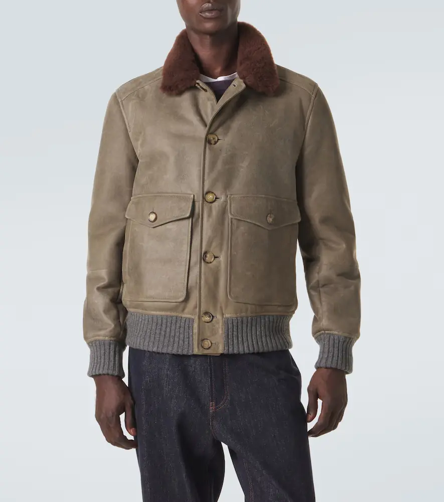 Brunello Cucinelli Shearling-lined leather blouson jacket | Thumbnail 2
