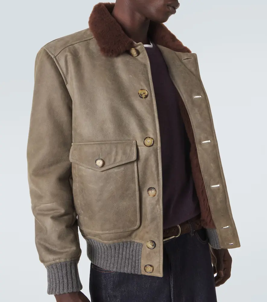 Brunello Cucinelli Shearling-lined leather blouson jacket | Thumbnail 5