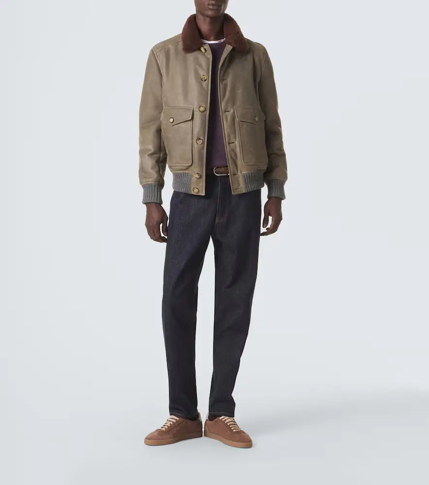 Brunello Cucinelli Shearling-lined leather blouson jacket | Thumbnail 6