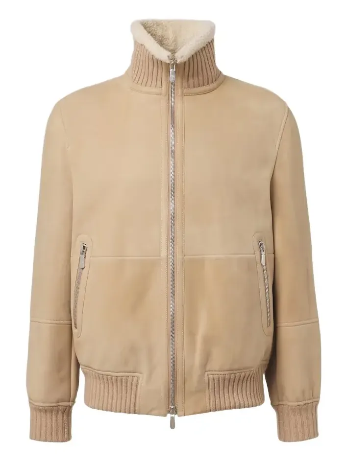 Shearling-lined suede bomber jacket Shearling-lined suede bomber jacket