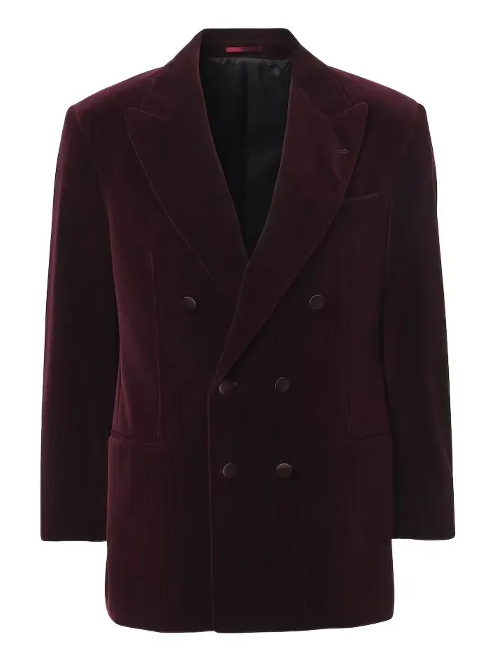 Pinstripe cotton velvet double-breasted blazer Pinstripe cotton velvet double-breasted blazer