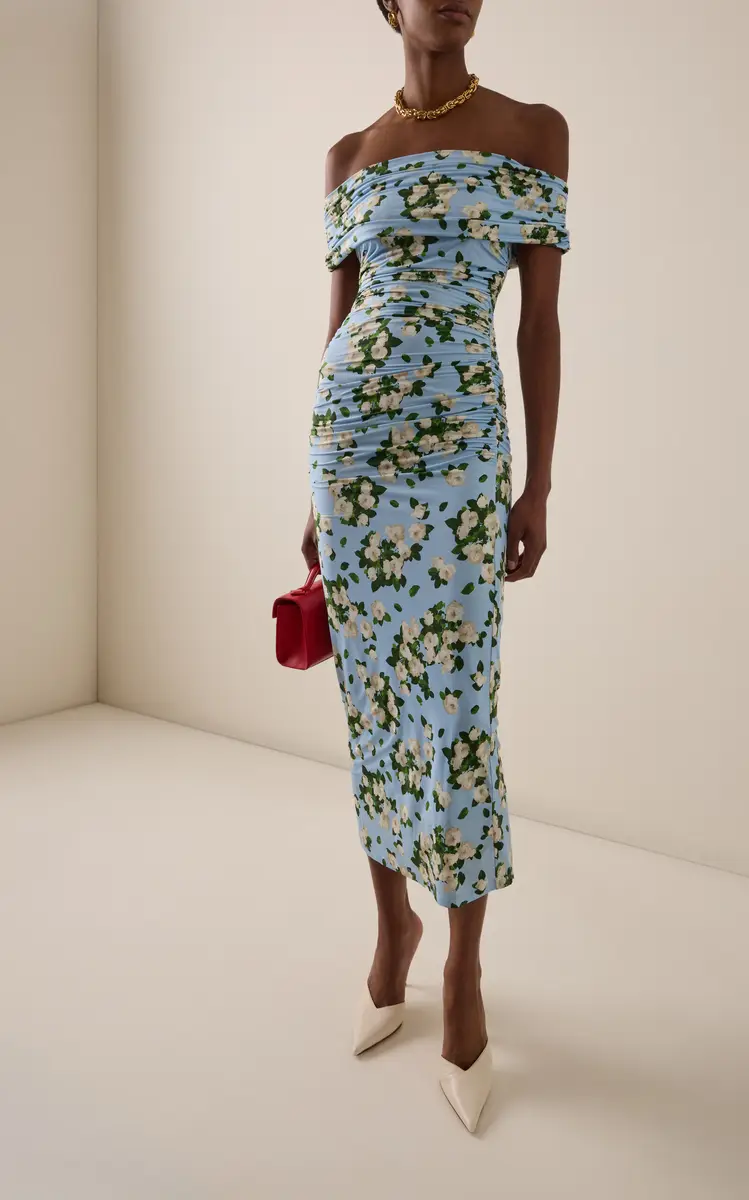 Carolina Herrera Floral Jersey Gathered Midi Dress | Thumbnail 2
