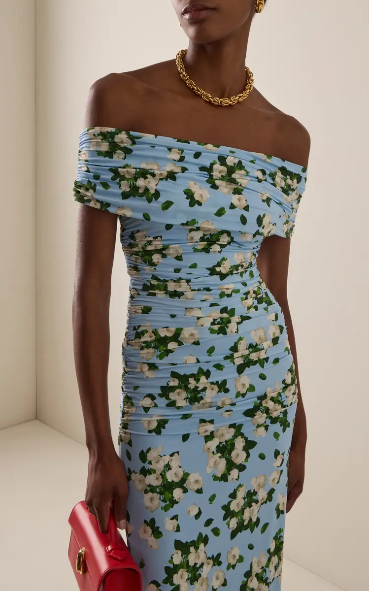 Carolina Herrera Floral Jersey Gathered Midi Dress | Thumbnail 3