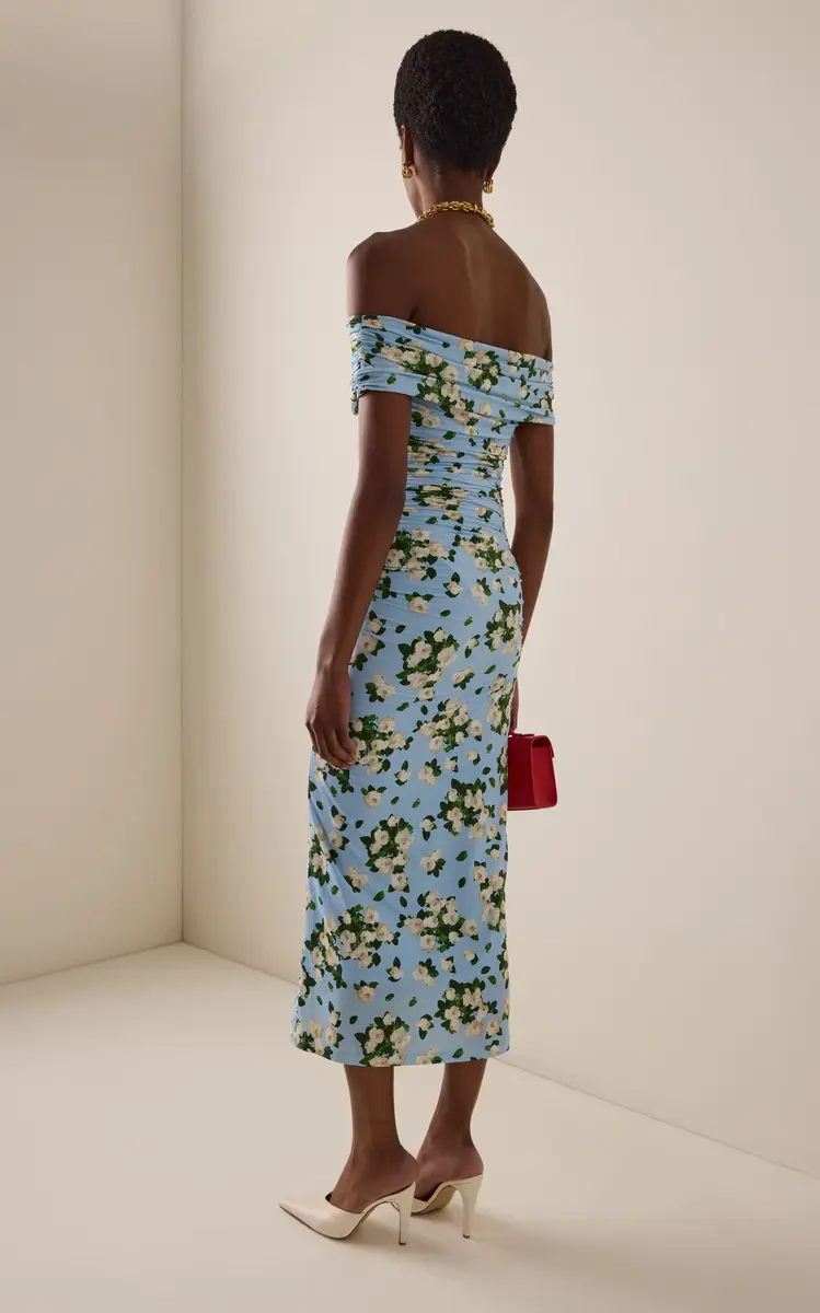 Carolina Herrera Floral Jersey Gathered Midi Dress | Thumbnail 4