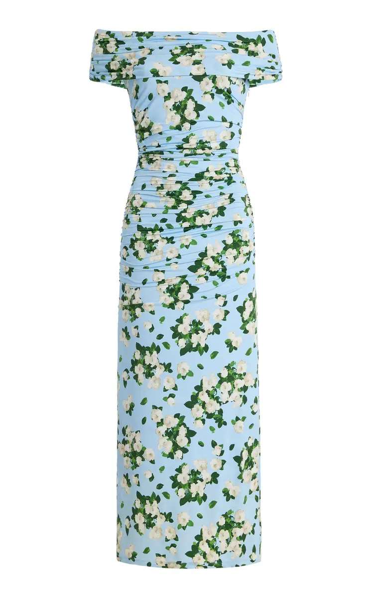 Carolina Herrera Floral Jersey Gathered Midi Dress | Image 1 Carolina Herrera Floral Jersey Gathered Midi Dress | Image 1