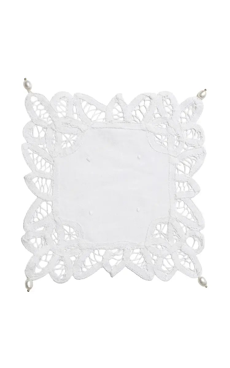Gohar World Square Lace Doily with Pearls - White | Image 1 Gohar World Square Lace Doily with Pearls - White | Image 1