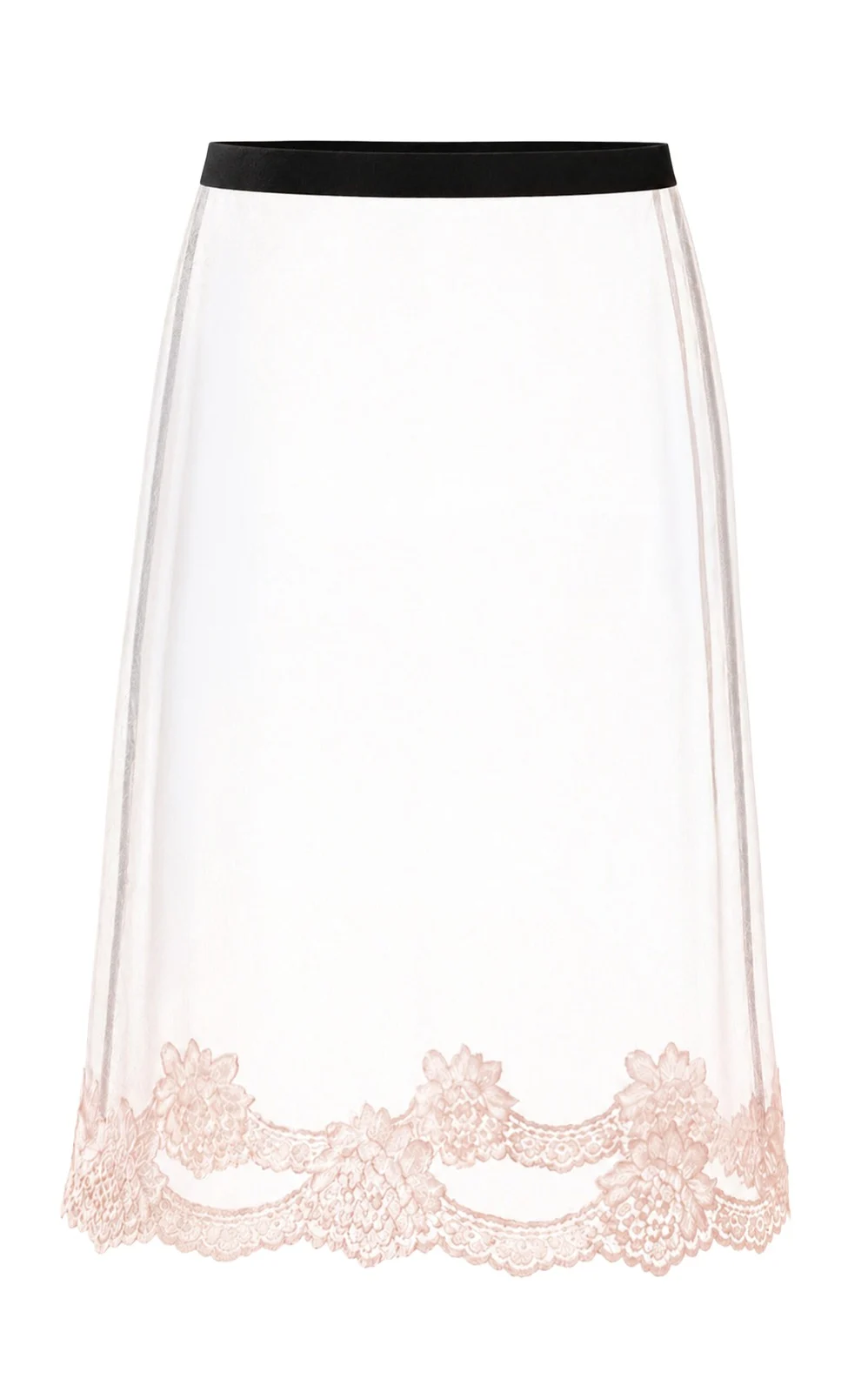 Valentino Garavani Lace-Trimmed Mesh Midi Skirt