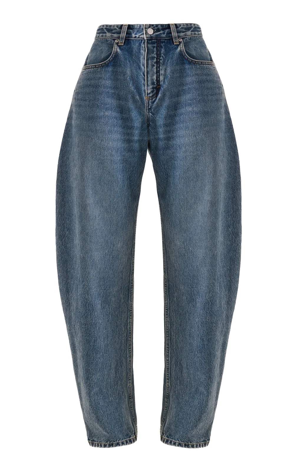 Round Mid-Rise Barrel-Leg Jeans