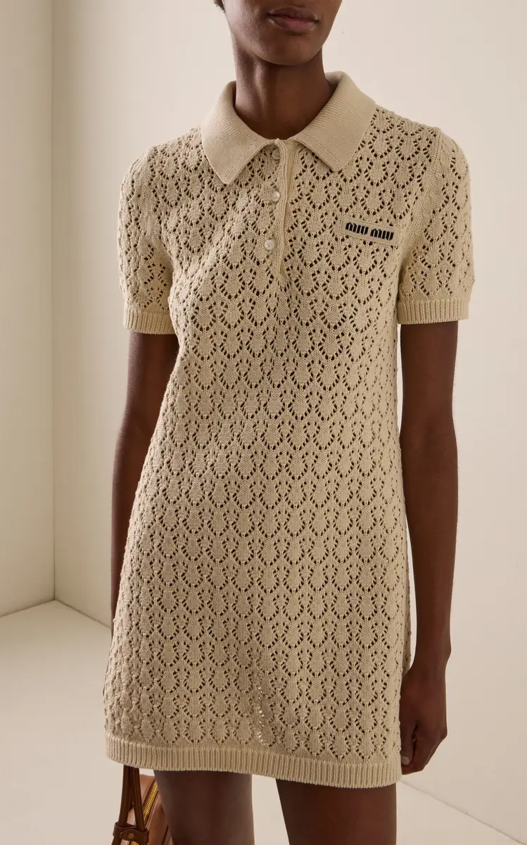 Miu Miu Collared Cotton Mini Dress | Thumbnail 3 Miu Miu Collared Cotton Mini Dress | Thumbnail 3