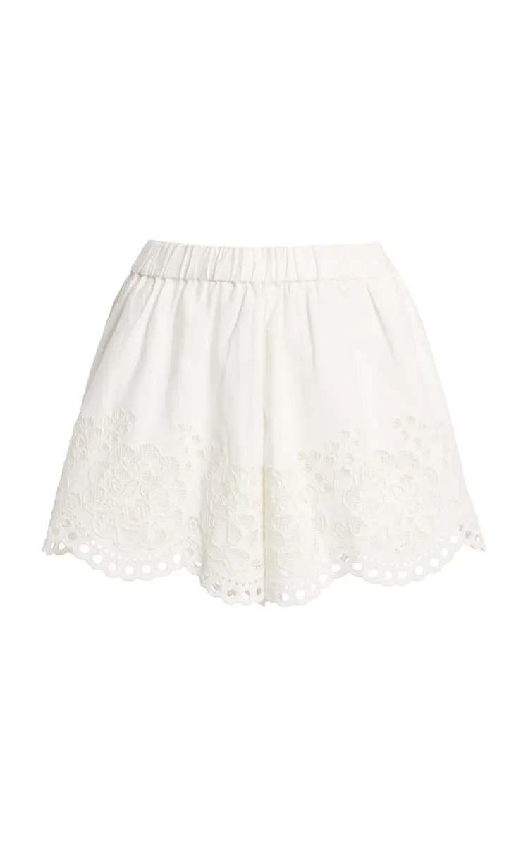 Sea Gardener Embroidered Cotton-Linen Mini Shorts | Thumbnail 11