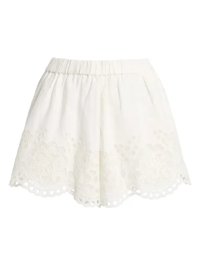 Gardener Embroidered Cotton-Linen Mini Shorts Gardener Embroidered Cotton-Linen Mini Shorts