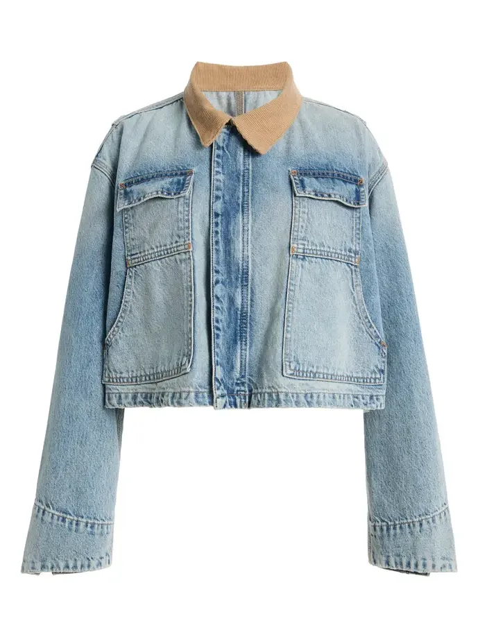 SLVRLAKE Conner Cropped Denim Worker Jacket