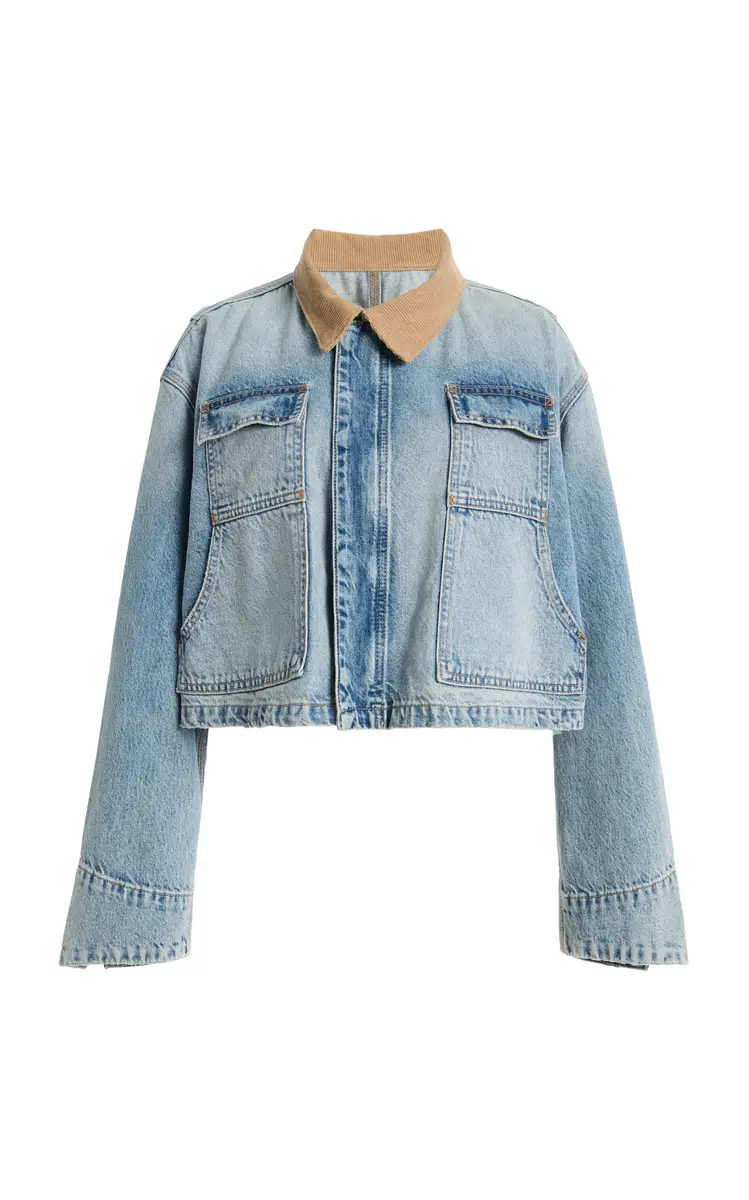 SLVRLAKE Conner Cropped Denim Worker Jacket | Image 1 SLVRLAKE Conner Cropped Denim Worker Jacket | Image 1