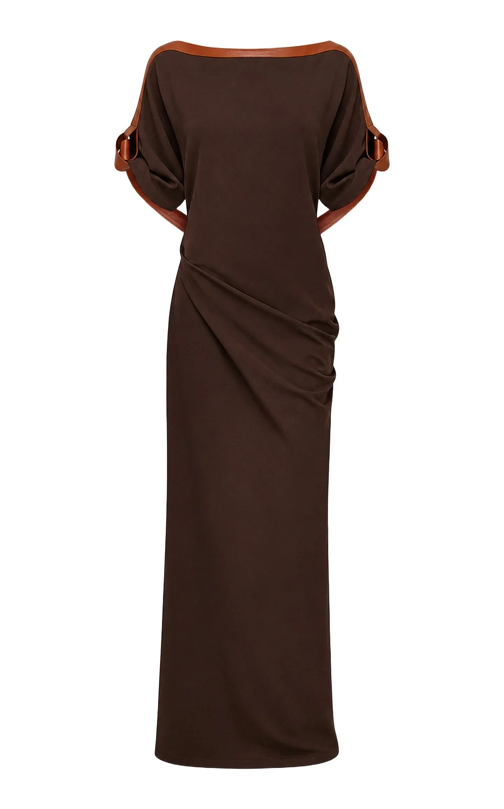 Ferragamo Ruched Crepe Maxi Dress
