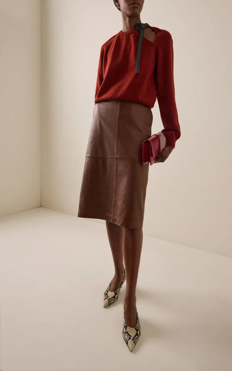 Ferragamo Leather-Detailed Wool-Cashmere Sweater | Thumbnail 2