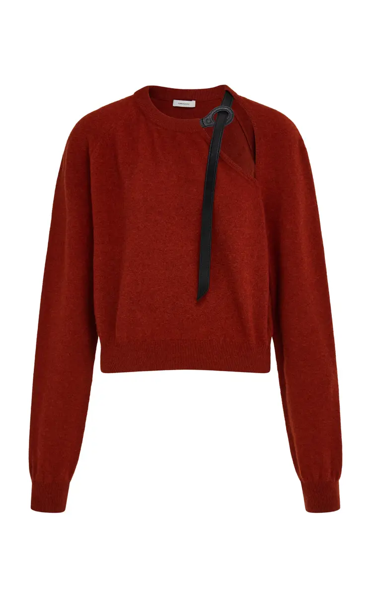 Ferragamo Leather-Detailed Wool-Cashmere Sweater | Thumbnail 6