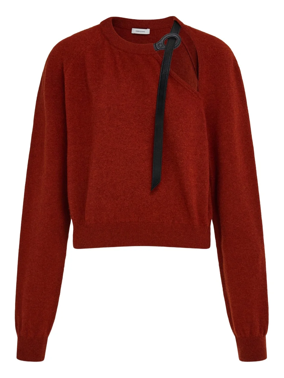 Leather-Detailed Wool-Cashmere Sweater Leather-Detailed Wool-Cashmere Sweater