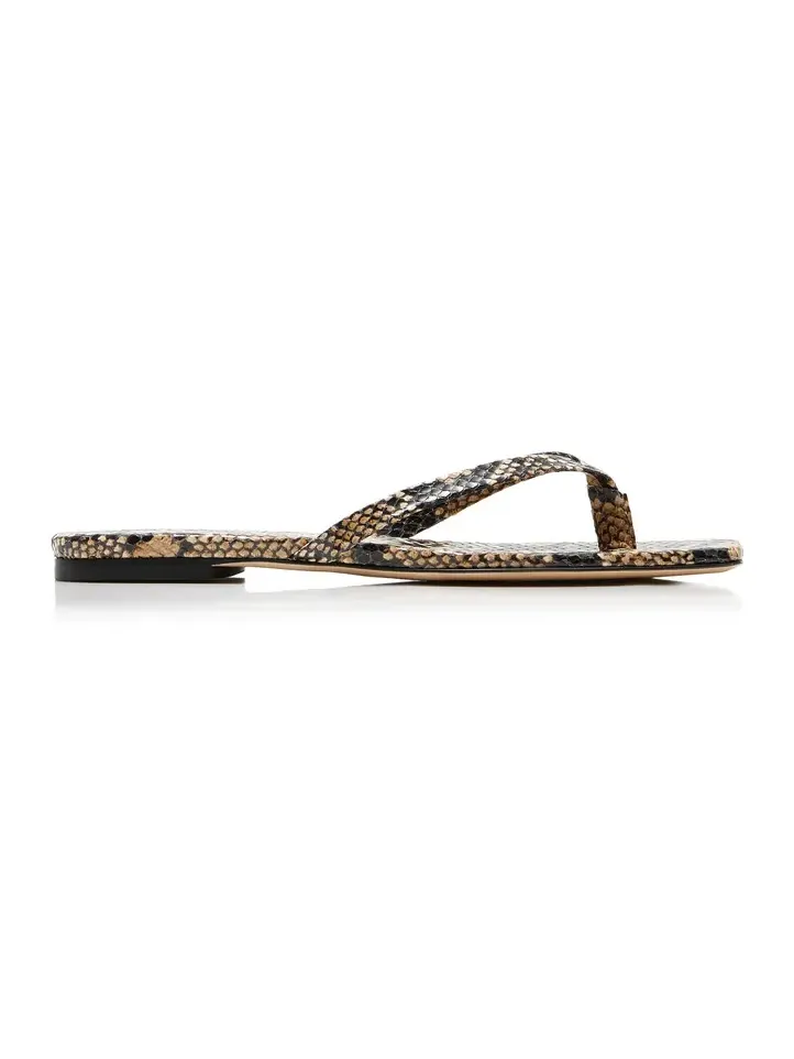aeyde Renee Snake Print Leather Sandals