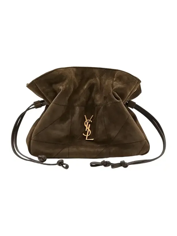 Saint Laurent Jamie Suede-Satin Shoulder Pouch