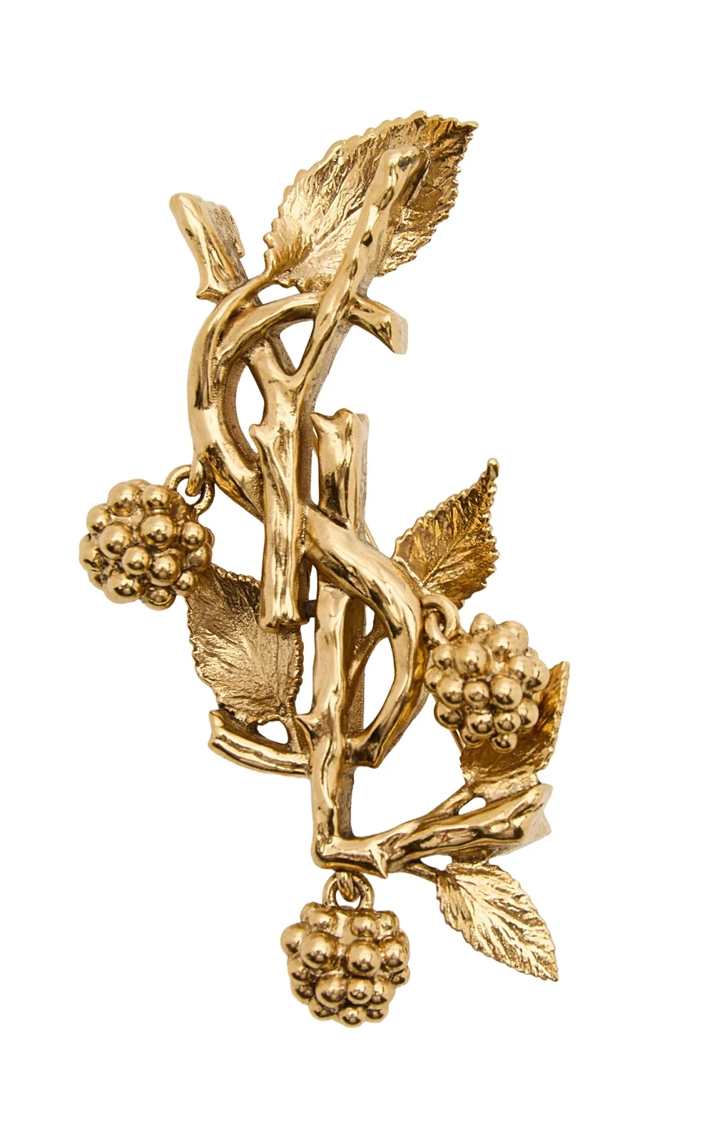 Saint Laurent YSL Mulberry Metal Brooch
