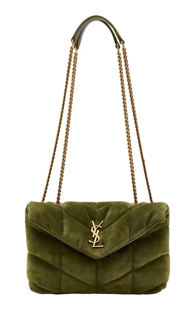 Saint Laurent Toy Puffer Suede-Satin Matelasse Bag