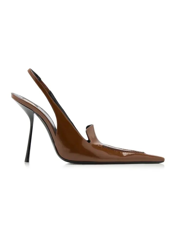 Voltaire Glazed-Leather Slingback Pumps Voltaire Glazed-Leather Slingback Pumps