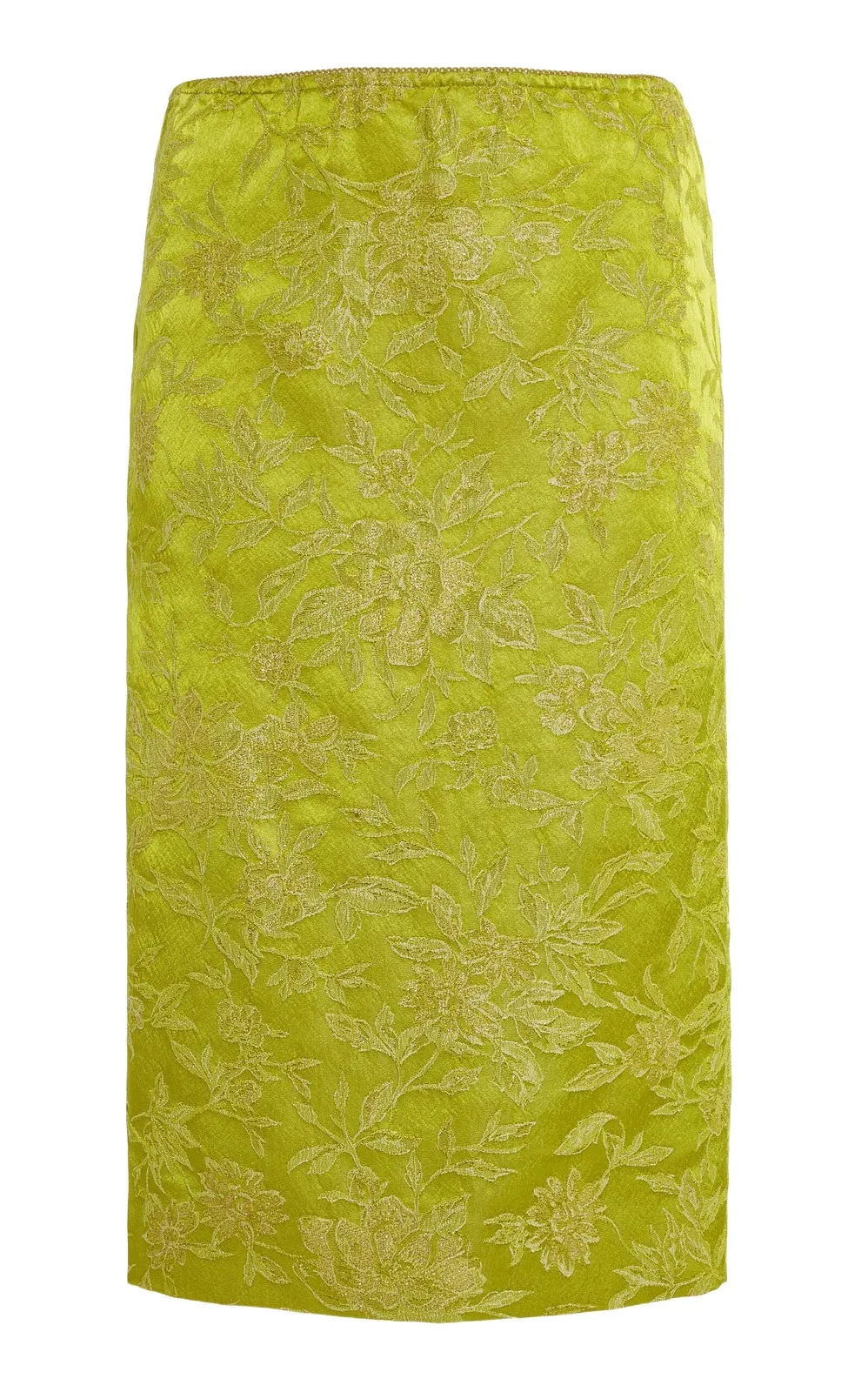 Saint Laurent Floral Brocade Midi Skirt