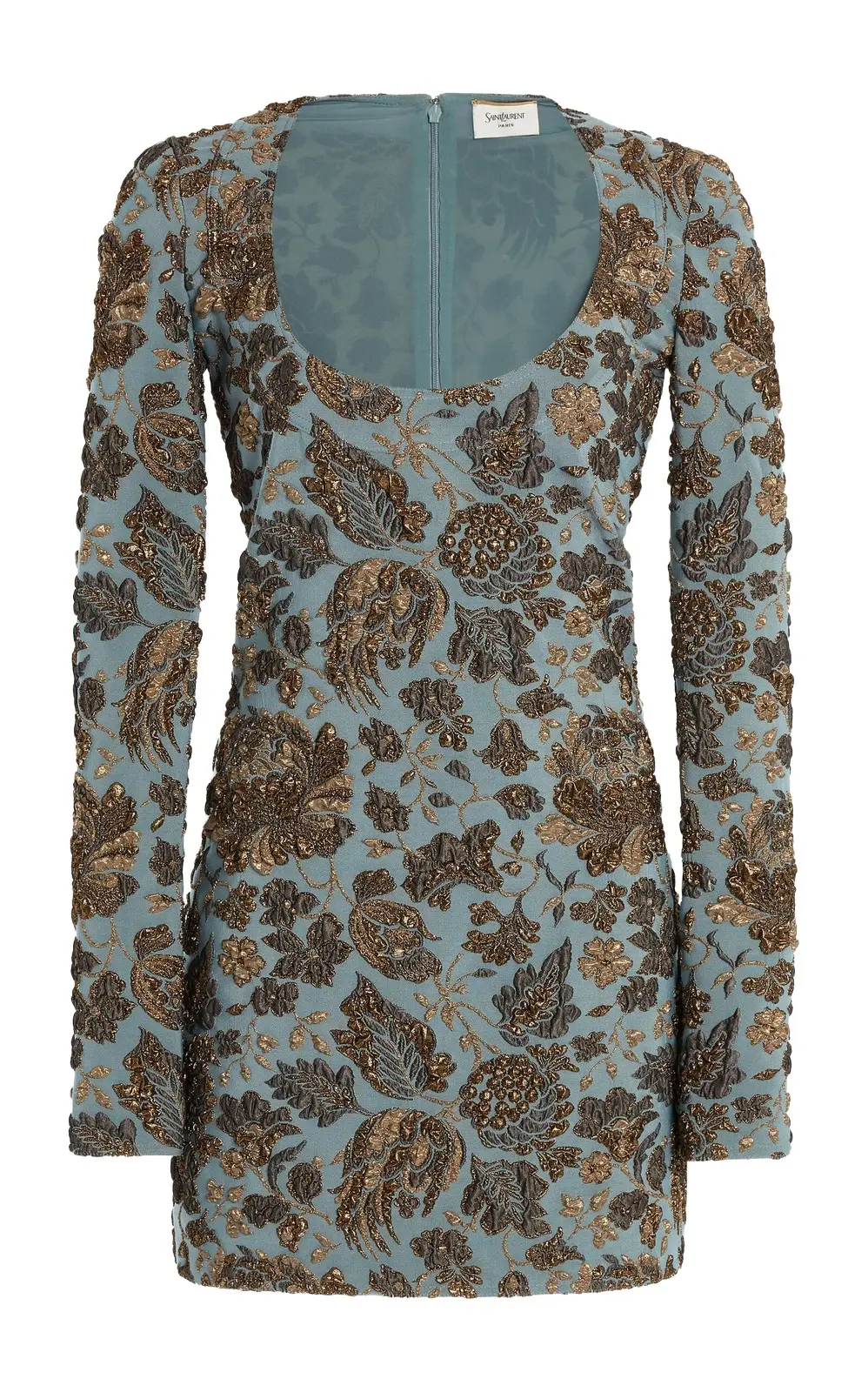 Décolleté Stretch-Brocade Mini Dress