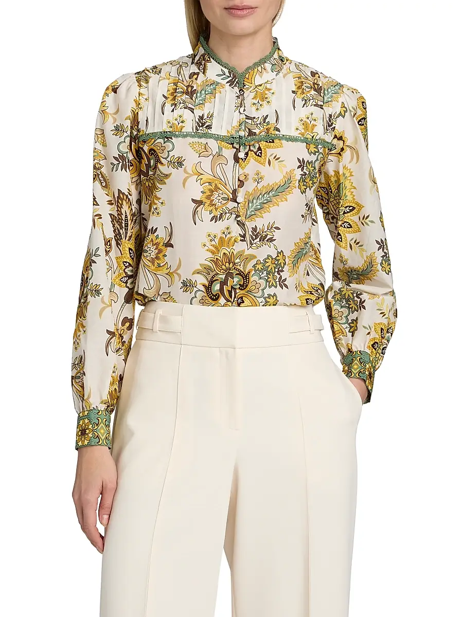 Elie Tahari Women's The Athena Floral Cotton-Silk Blouse | Thumbnail 3 Elie Tahari Women's The Athena Floral Cotton-Silk Blouse | Thumbnail 3