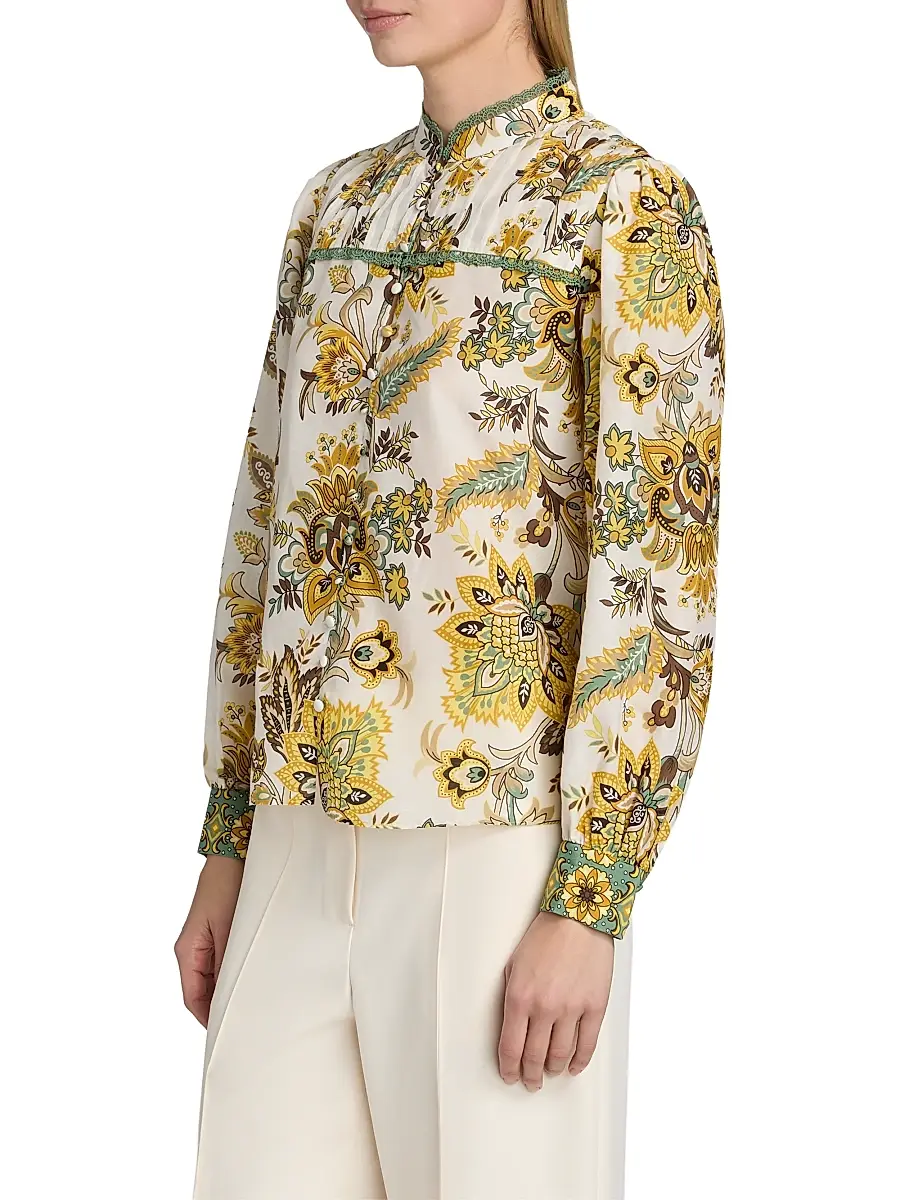 Elie Tahari Women's The Athena Floral Cotton-Silk Blouse | Thumbnail 4 Elie Tahari Women's The Athena Floral Cotton-Silk Blouse | Thumbnail 4
