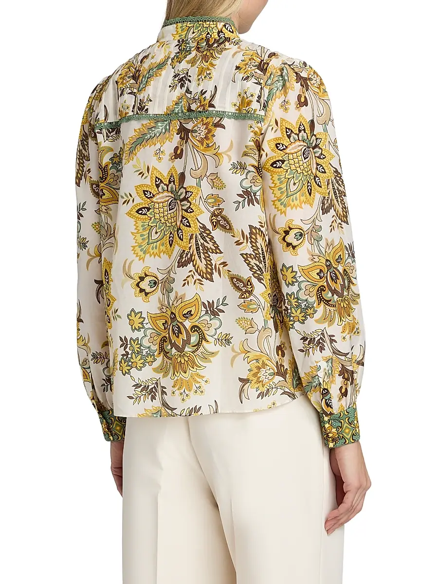Elie Tahari Women's The Athena Floral Cotton-Silk Blouse | Thumbnail 5 Elie Tahari Women's The Athena Floral Cotton-Silk Blouse | Thumbnail 5
