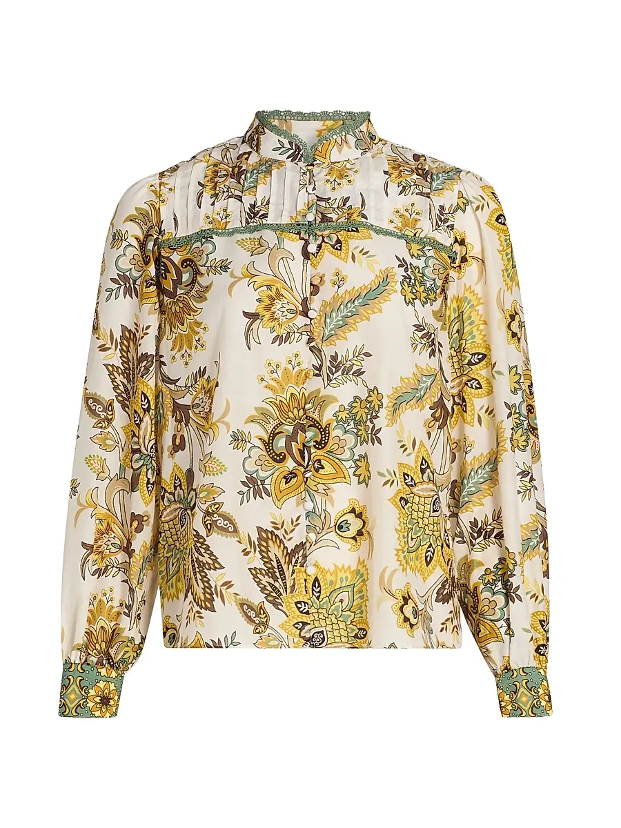 Elie Tahari Women's The Athena Floral Cotton-Silk Blouse - Sunray Floral Print | Image 1 Elie Tahari Women's The Athena Floral Cotton-Silk Blouse - Sunray Floral Print | Image 1