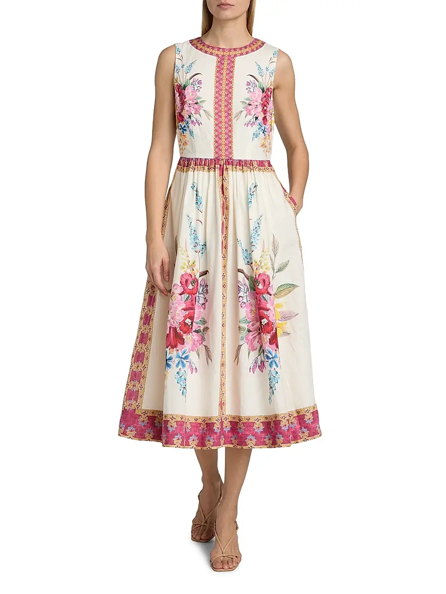 Elie Tahari Women's The Scarlett Linen Midi Dress | Thumbnail 2 Elie Tahari Women's The Scarlett Linen Midi Dress | Thumbnail 2
