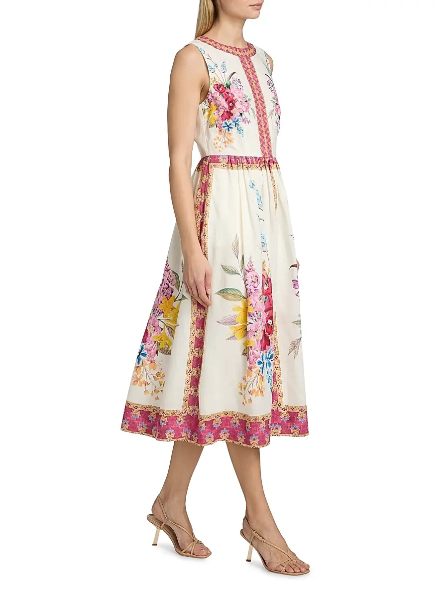 Elie Tahari Women's The Scarlett Linen Midi Dress | Thumbnail 4 Elie Tahari Women's The Scarlett Linen Midi Dress | Thumbnail 4