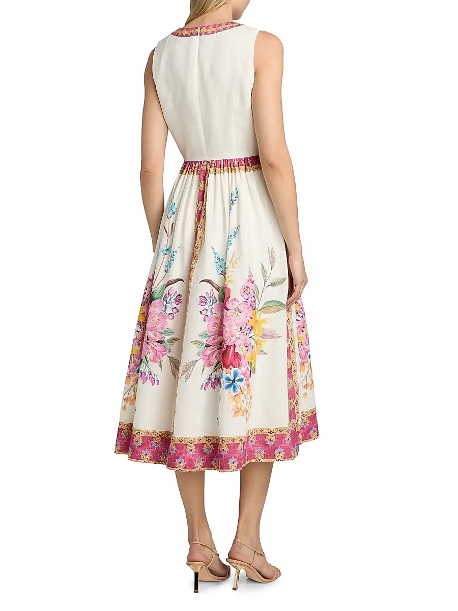 Elie Tahari Women's The Scarlett Linen Midi Dress | Thumbnail 5 Elie Tahari Women's The Scarlett Linen Midi Dress | Thumbnail 5