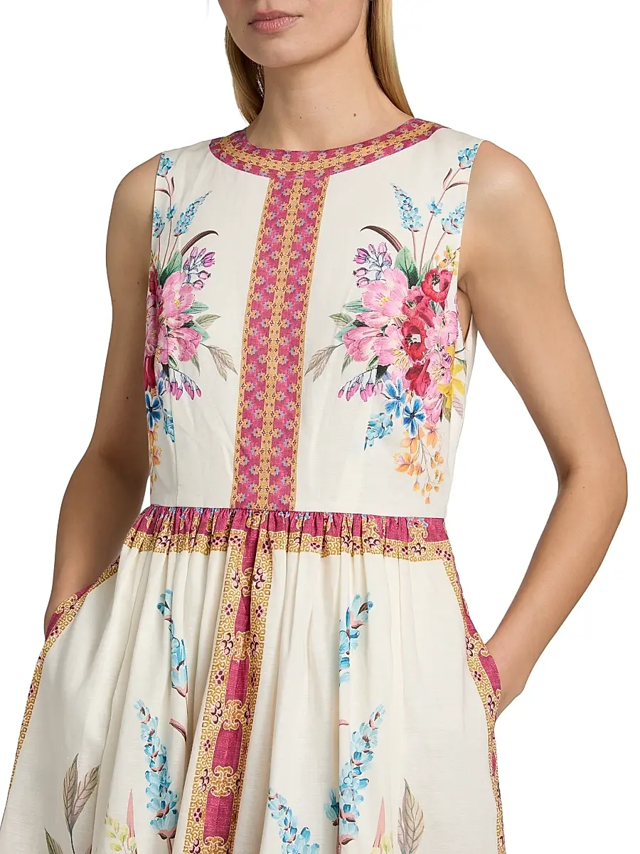 Elie Tahari Women's The Scarlett Linen Midi Dress | Thumbnail 6 Elie Tahari Women's The Scarlett Linen Midi Dress | Thumbnail 6