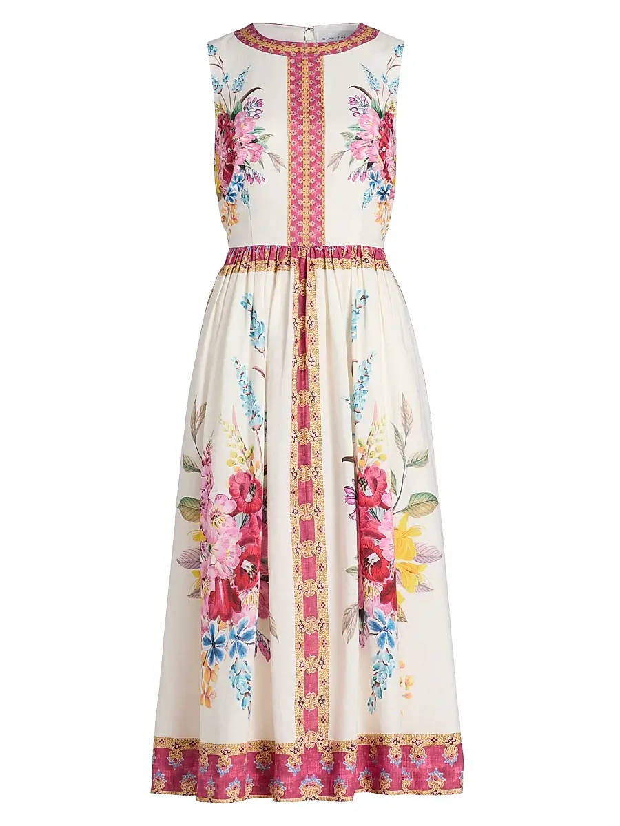 Elie Tahari Women's The Scarlett Linen Midi Dress